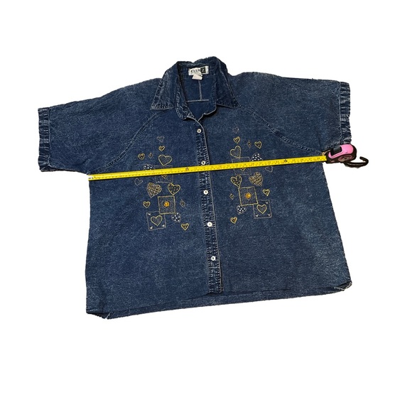 Club Z Vintage Denim Embroidered Button Down Shirt Woman’s 22-24 - Picture 3 of 5